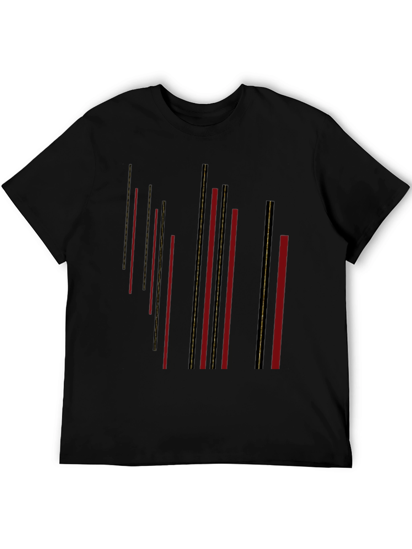 Modern Black T-Shirt with Geometric Stripe Design