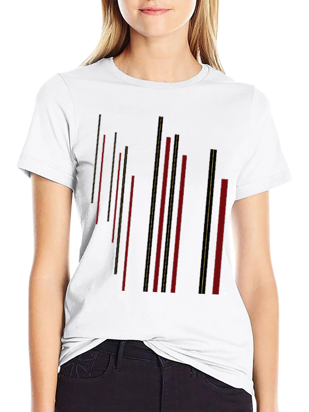 Modern Black T-Shirt with Geometric Stripe Design