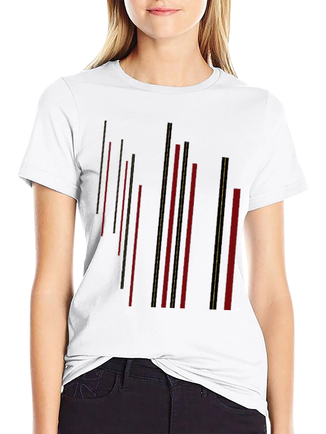 Modern Black T-Shirt with Geometric Stripe Design