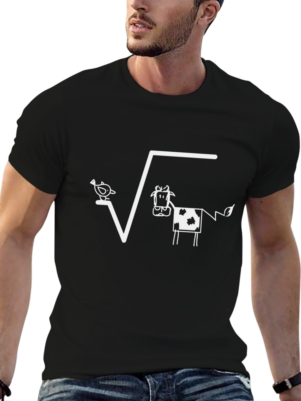 Funny Math Pun T-Shirt: Square Root of Chicken Cow!
