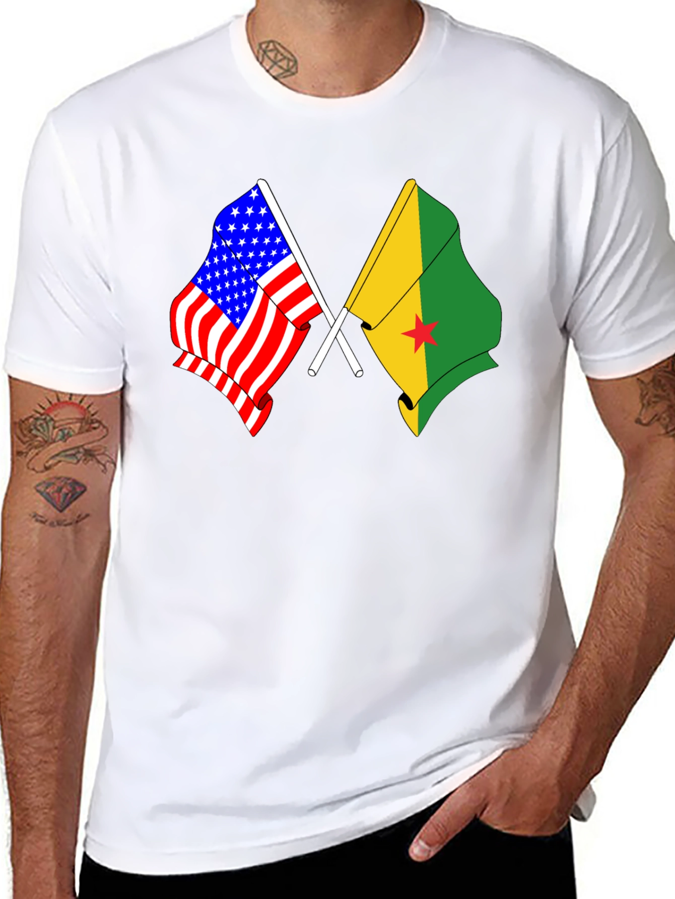 USA and Grenada Flags T-Shirt
