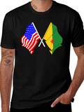 USA and Grenada Flags T-Shirt
