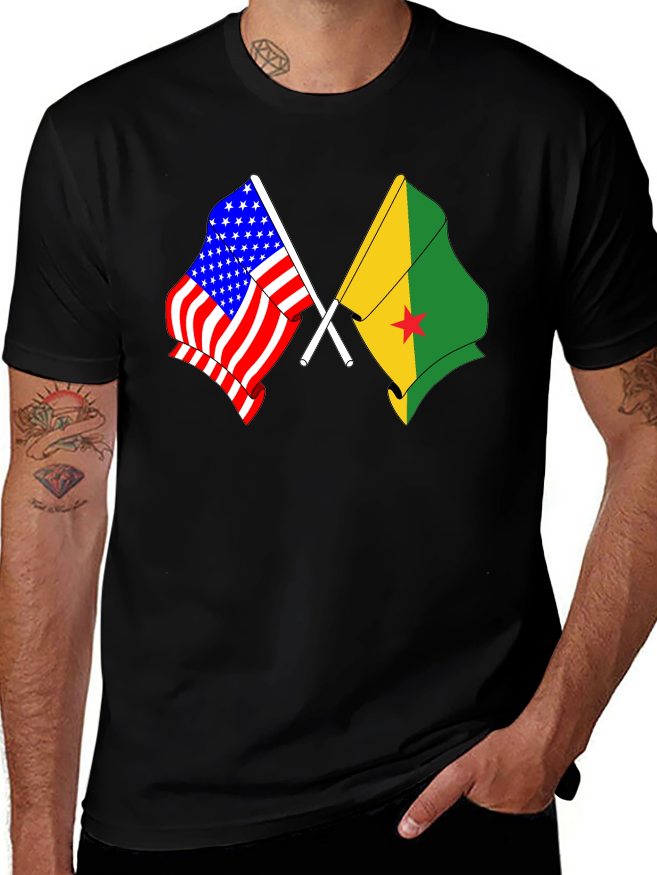 USA and Grenada Flags T-Shirt