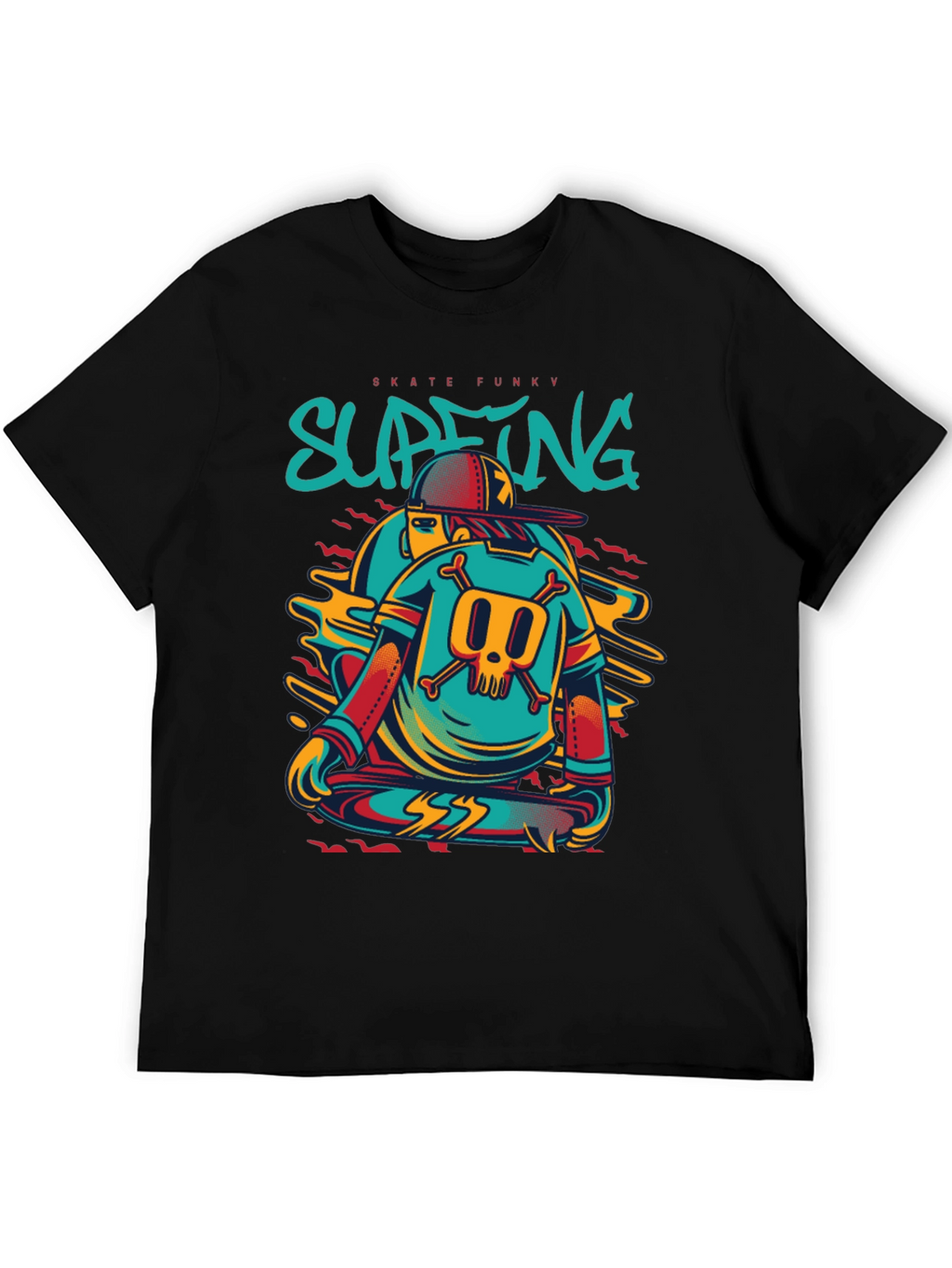 Skate Funky Graphic Tee - Cool Skater Design