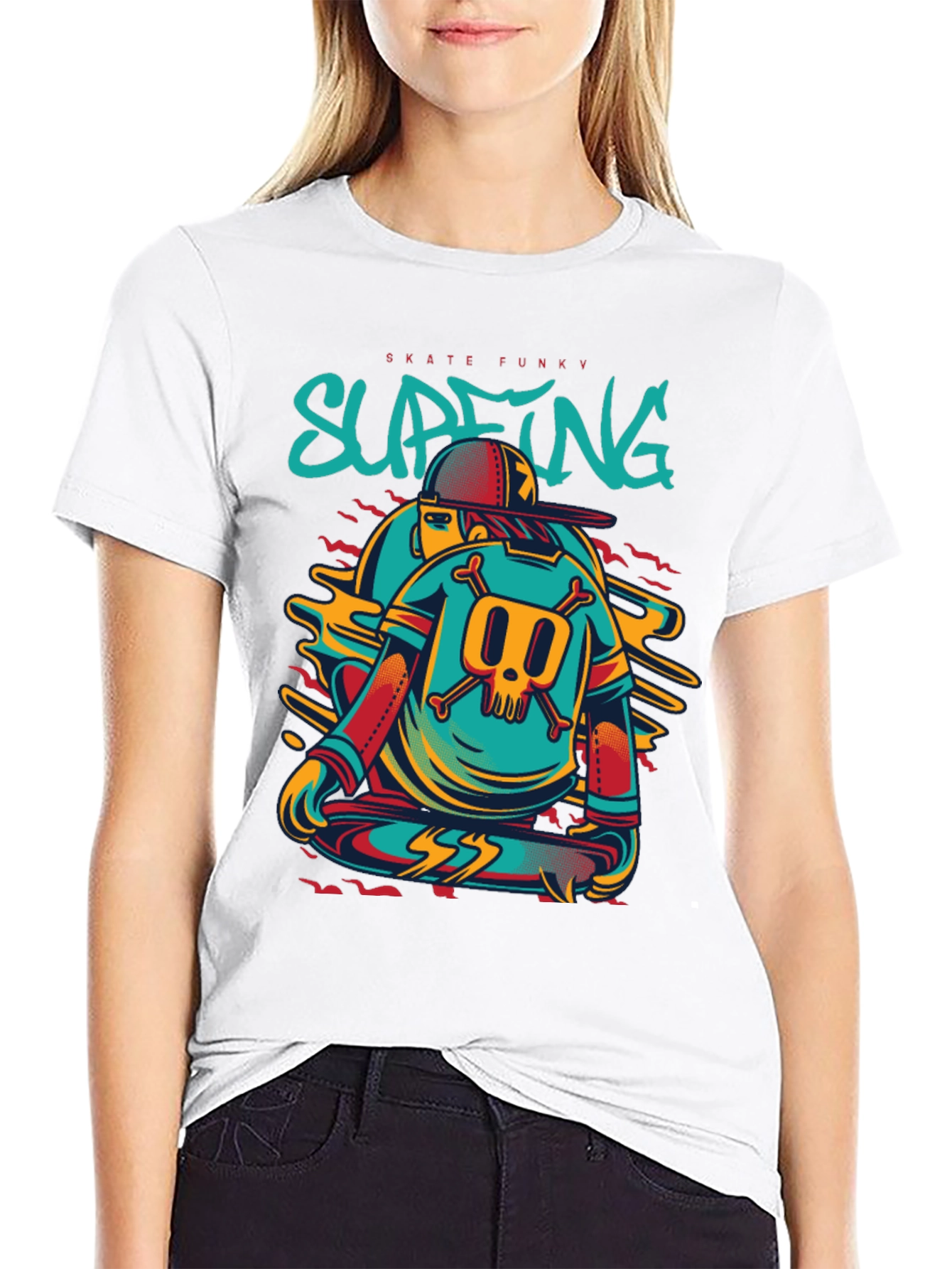 Skate Funky Graphic Tee - Cool Skater Design