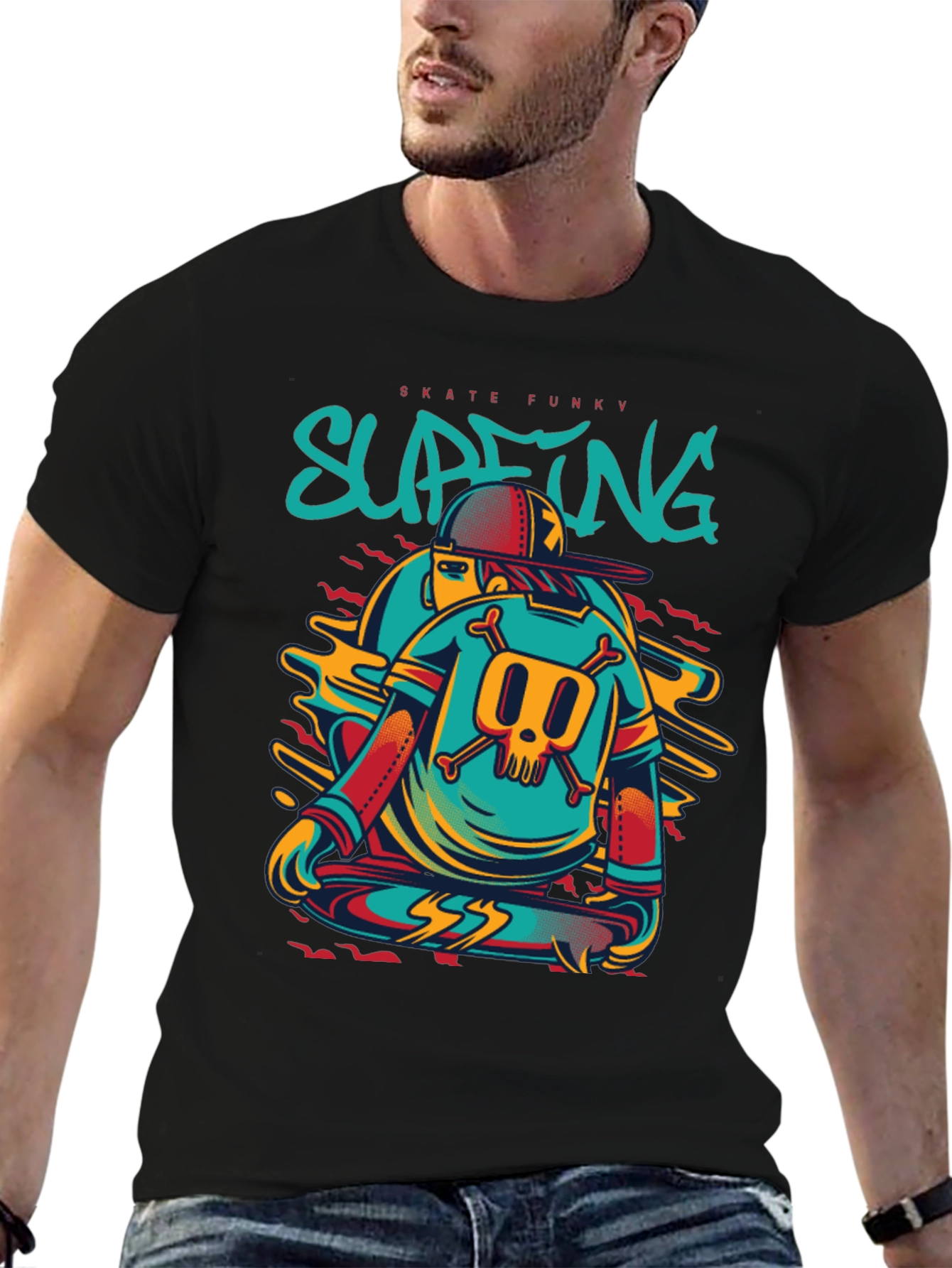 Skate Funky Graphic Tee - Cool Skater Design