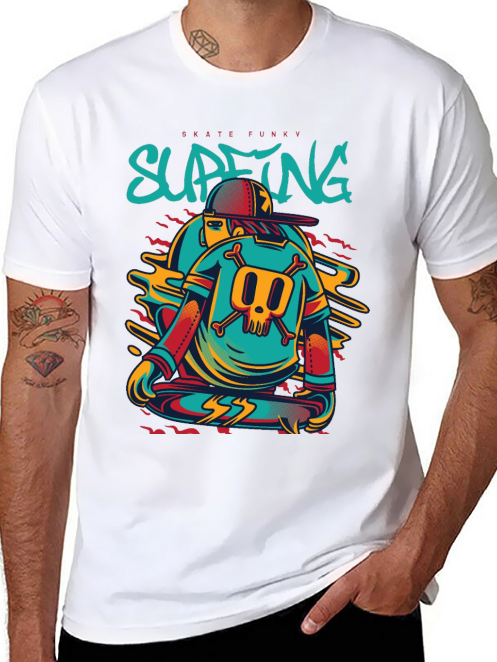 Skate Funky Graphic Tee - Cool Skater Design