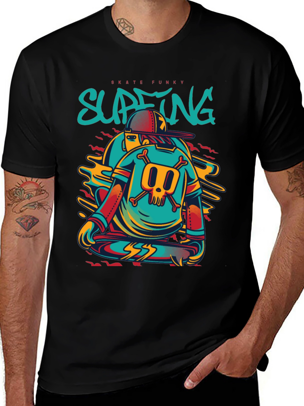Skate Funky Graphic Tee - Cool Skater Design