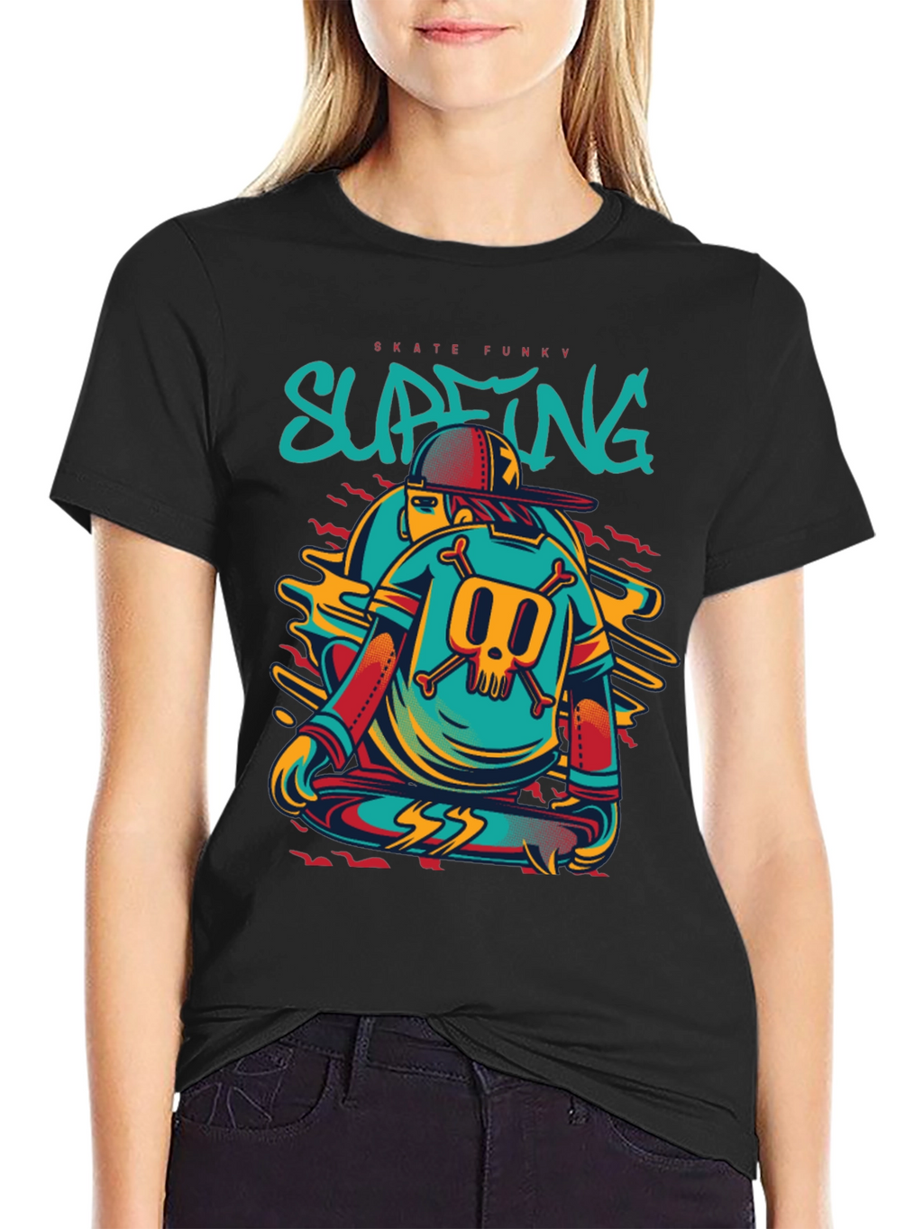 Skate Funky Graphic Tee - Cool Skater Design