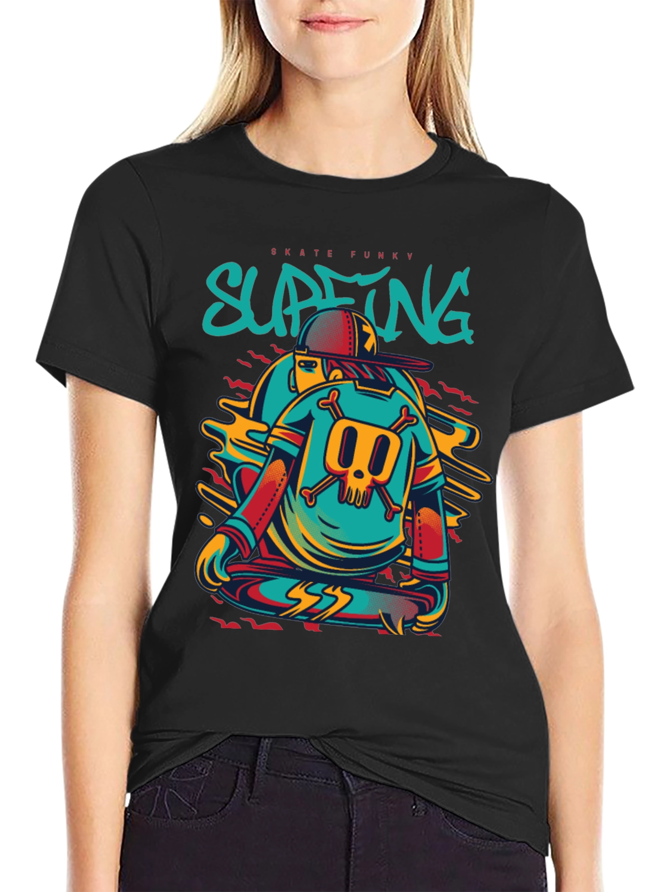 Skate Funky Graphic Tee - Cool Skater Design
