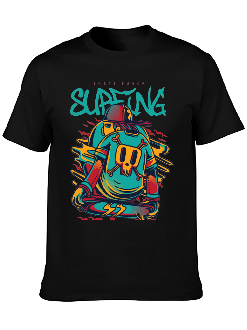 Skate Funky Graphic Tee - Cool Skater Design