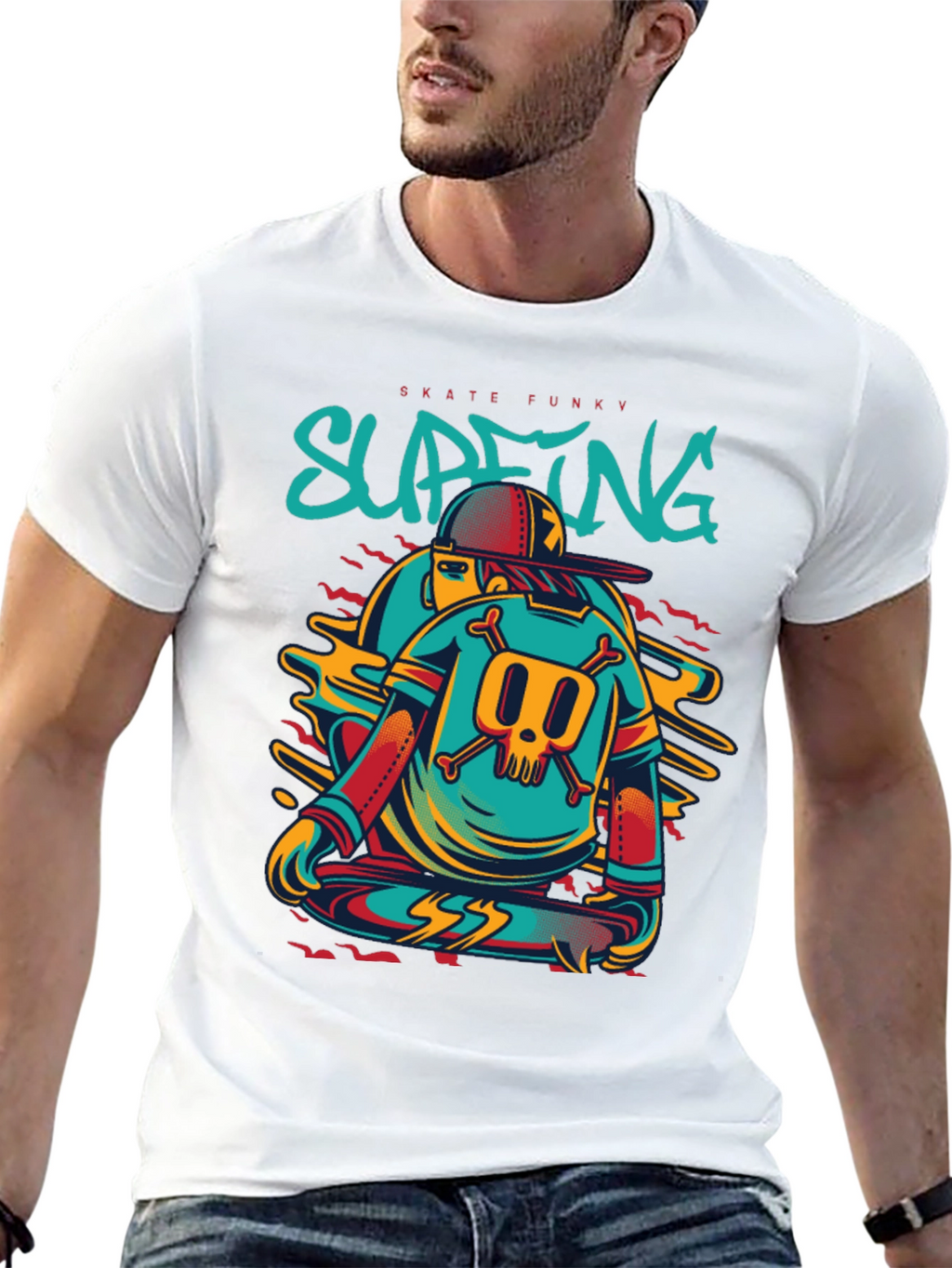 Skate Funky Graphic Tee - Cool Skater Design