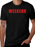 Weekend Graphic Tee - Black Cotton Casual Shirt