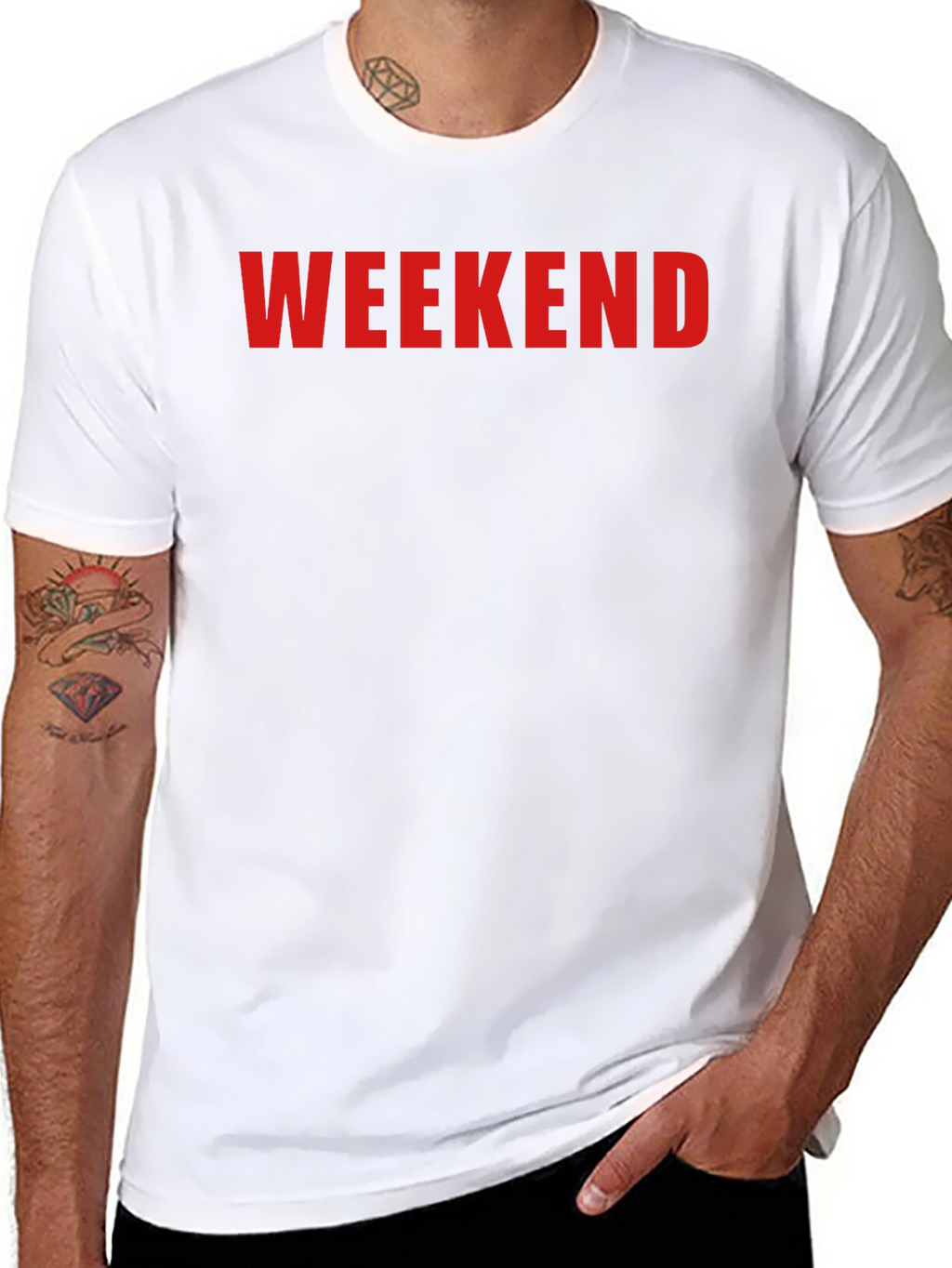 Weekend Graphic Tee - Black Cotton Casual Shirt