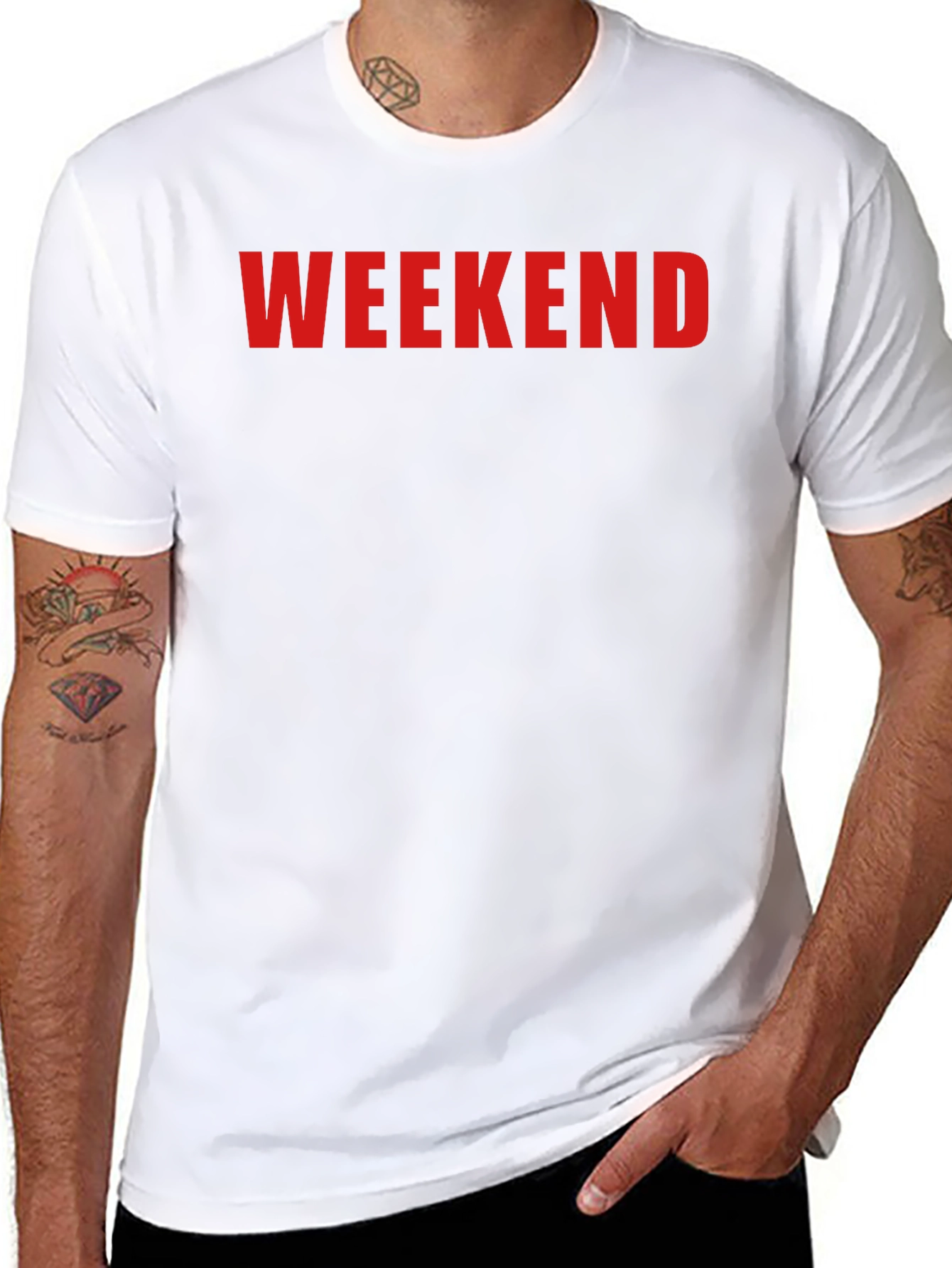 Weekend Graphic Tee - Black Cotton Casual Shirt