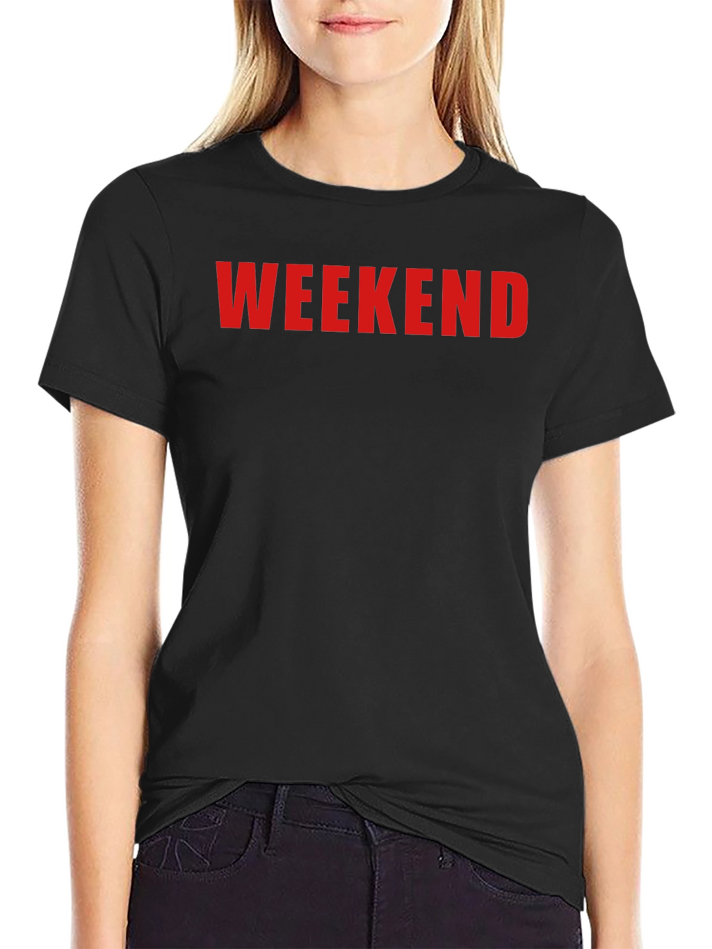Weekend Graphic Tee - Black Cotton Casual Shirt