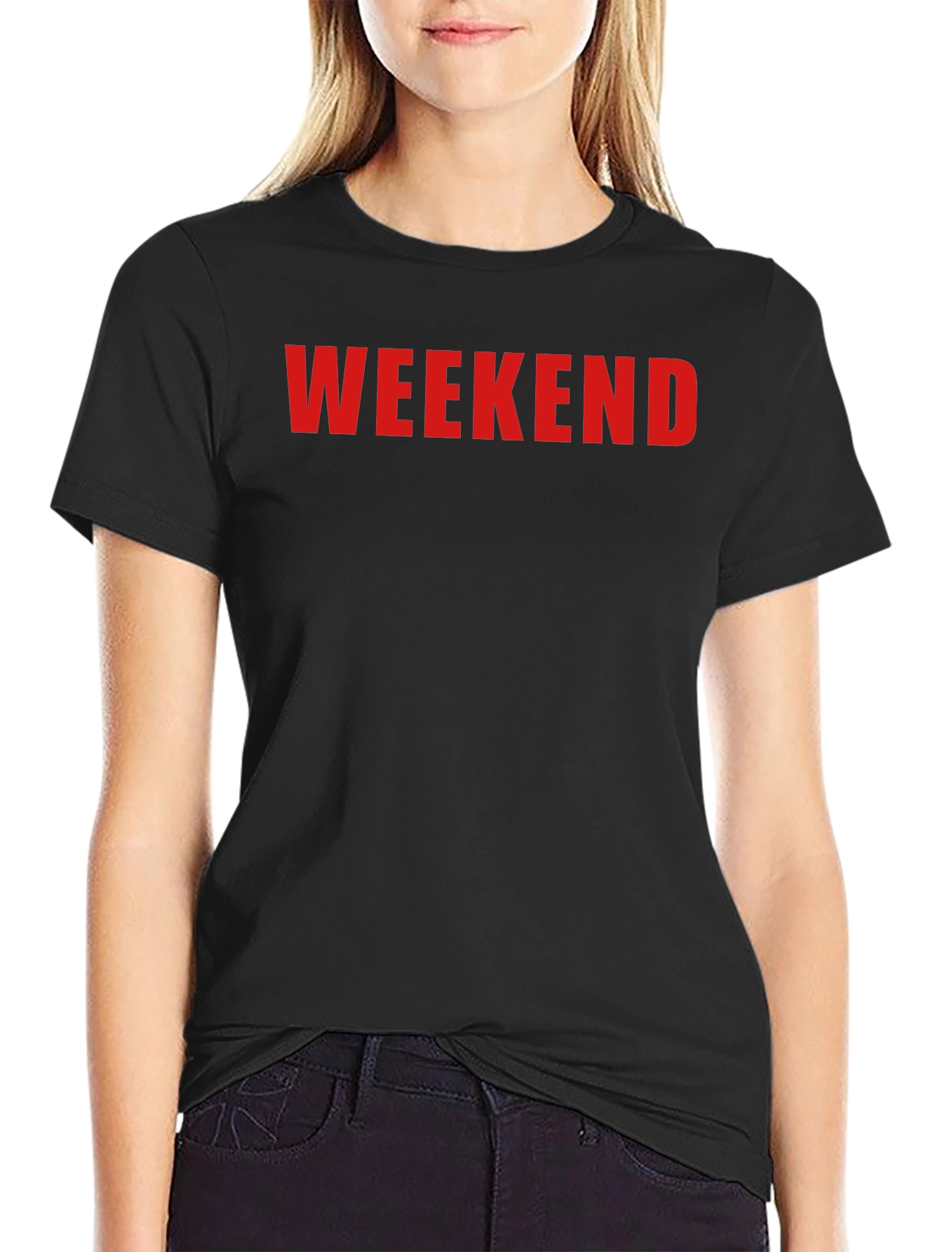 Weekend Graphic Tee - Black Cotton Casual Shirt