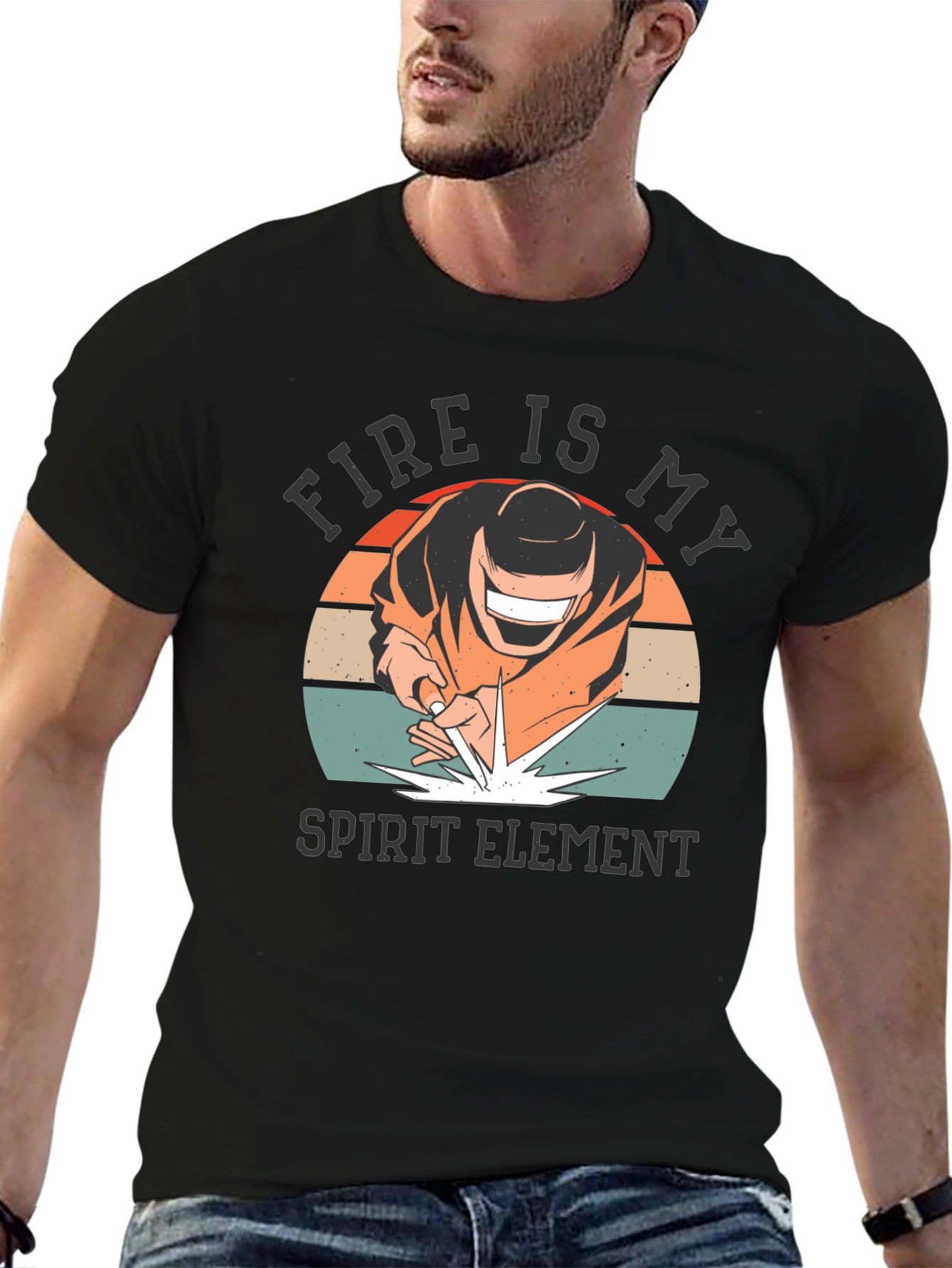 Fire Is My Spirit Element Black T-Shirt