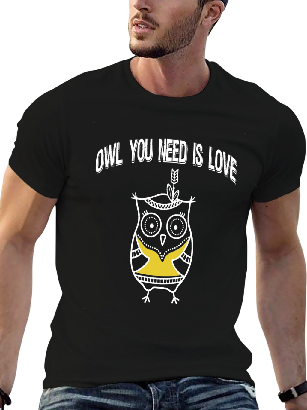 Owl You Need Is Love Graphic T-Shirt - Black