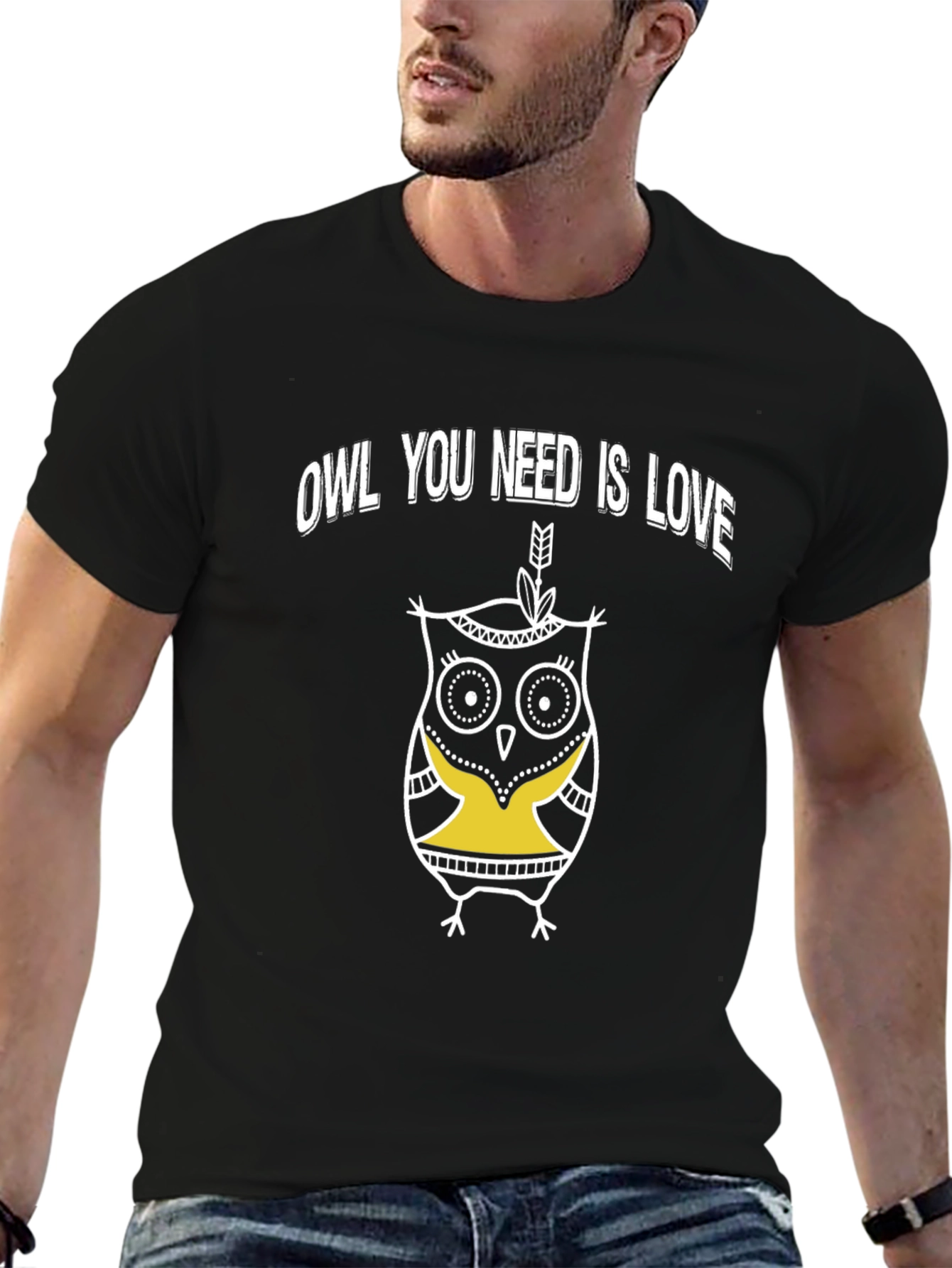 Owl You Need Is Love Graphic T-Shirt - Black
