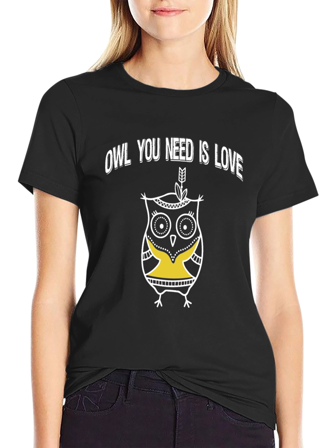 Owl You Need Is Love Graphic T-Shirt - Black