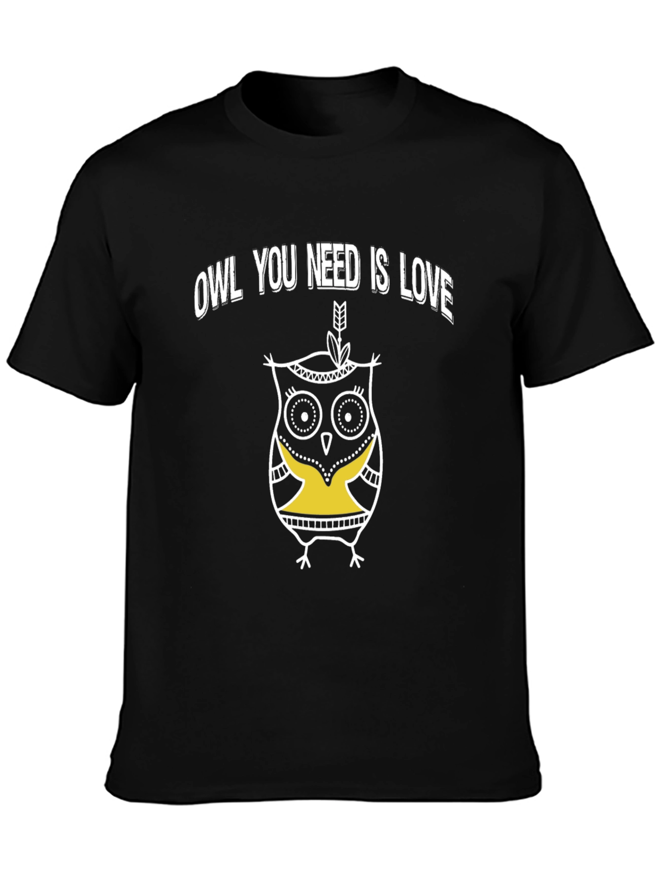 Owl You Need Is Love Graphic T-Shirt - Black