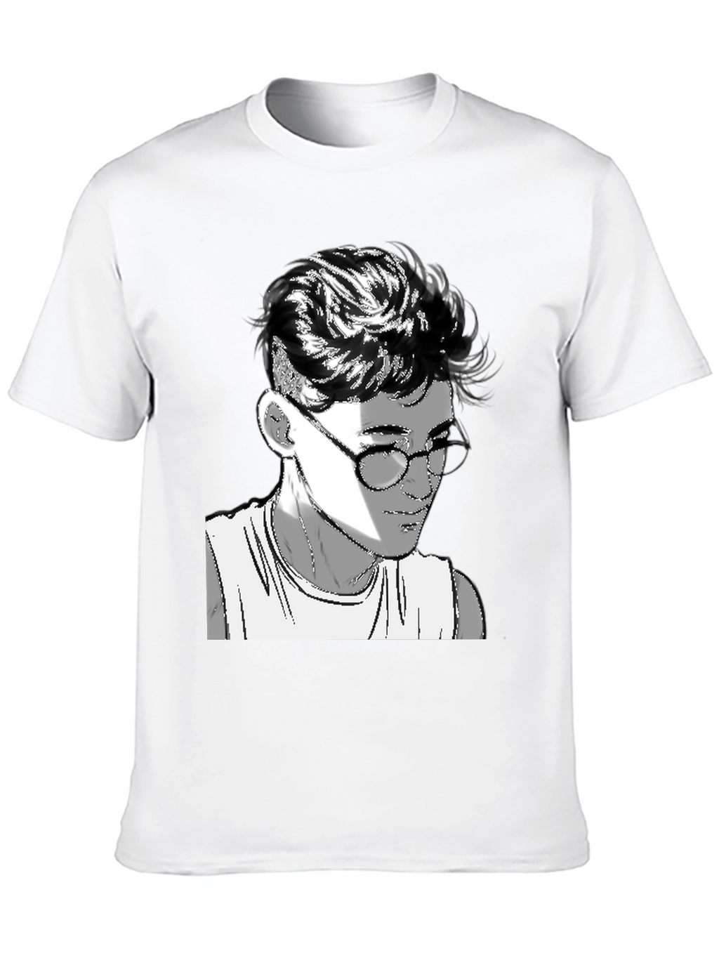 Mens Black Graphic Tee - Retro Anime Design