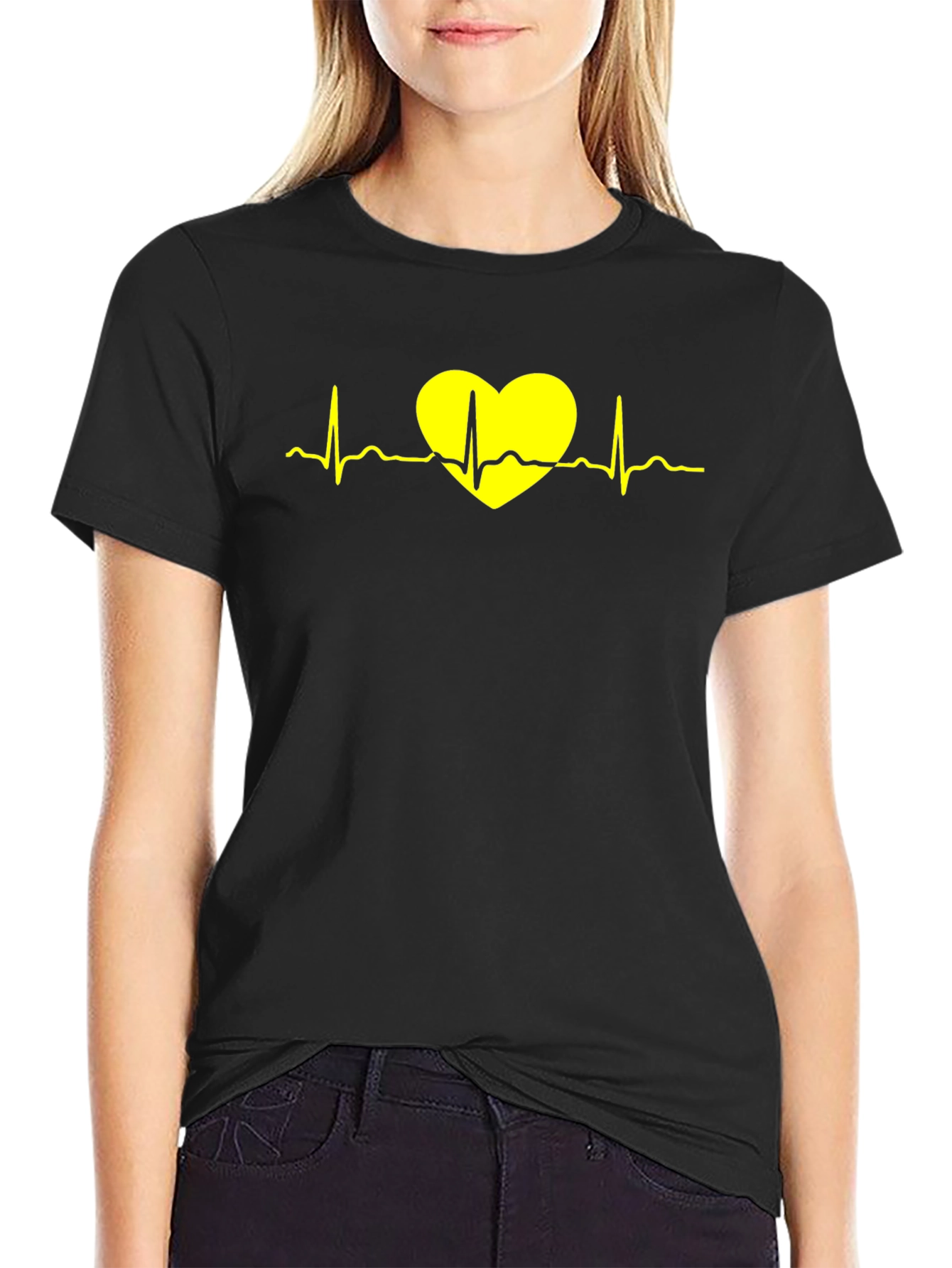 Heartbeat Graphic T-Shirt - Black