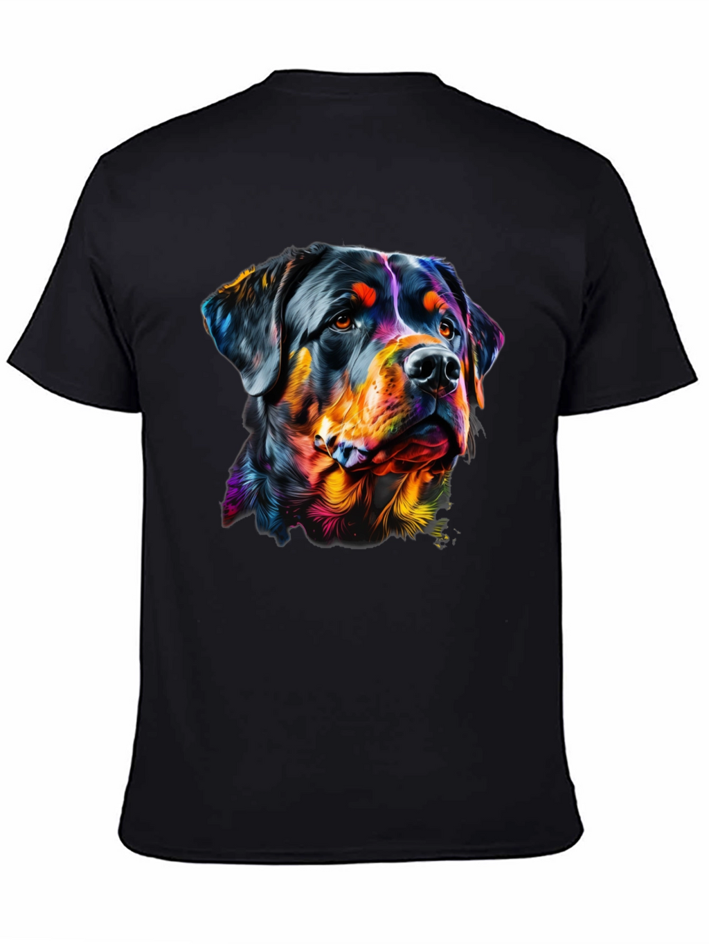 Rottweiler Dog Art Graphic Print Black T-Shirt