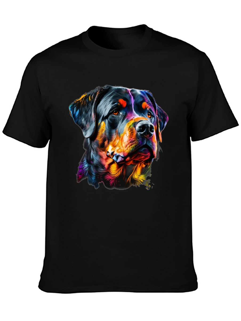 Rottweiler Dog Art Graphic Print Black T-Shirt