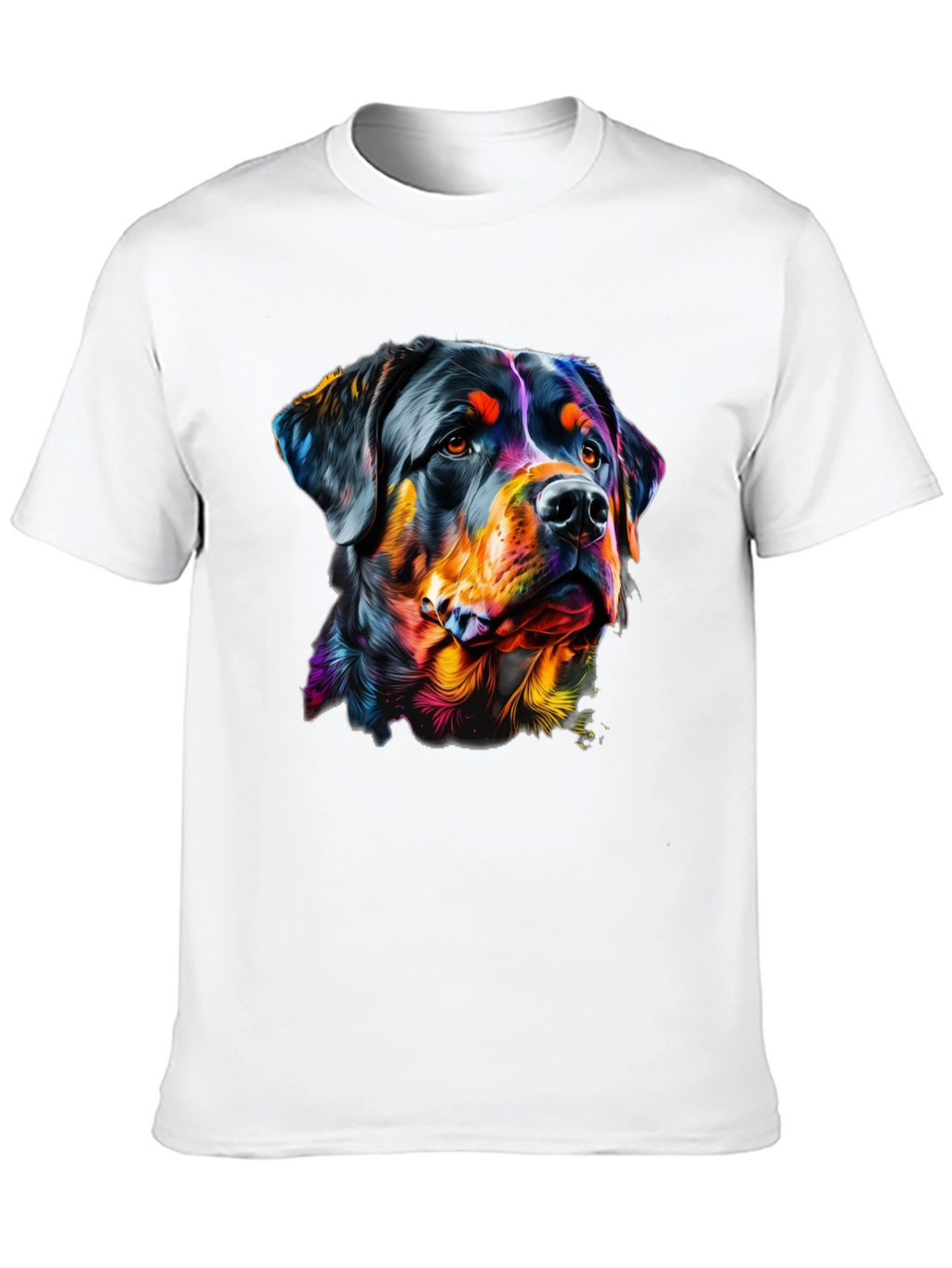 Rottweiler Dog Art Graphic Print Black T-Shirt