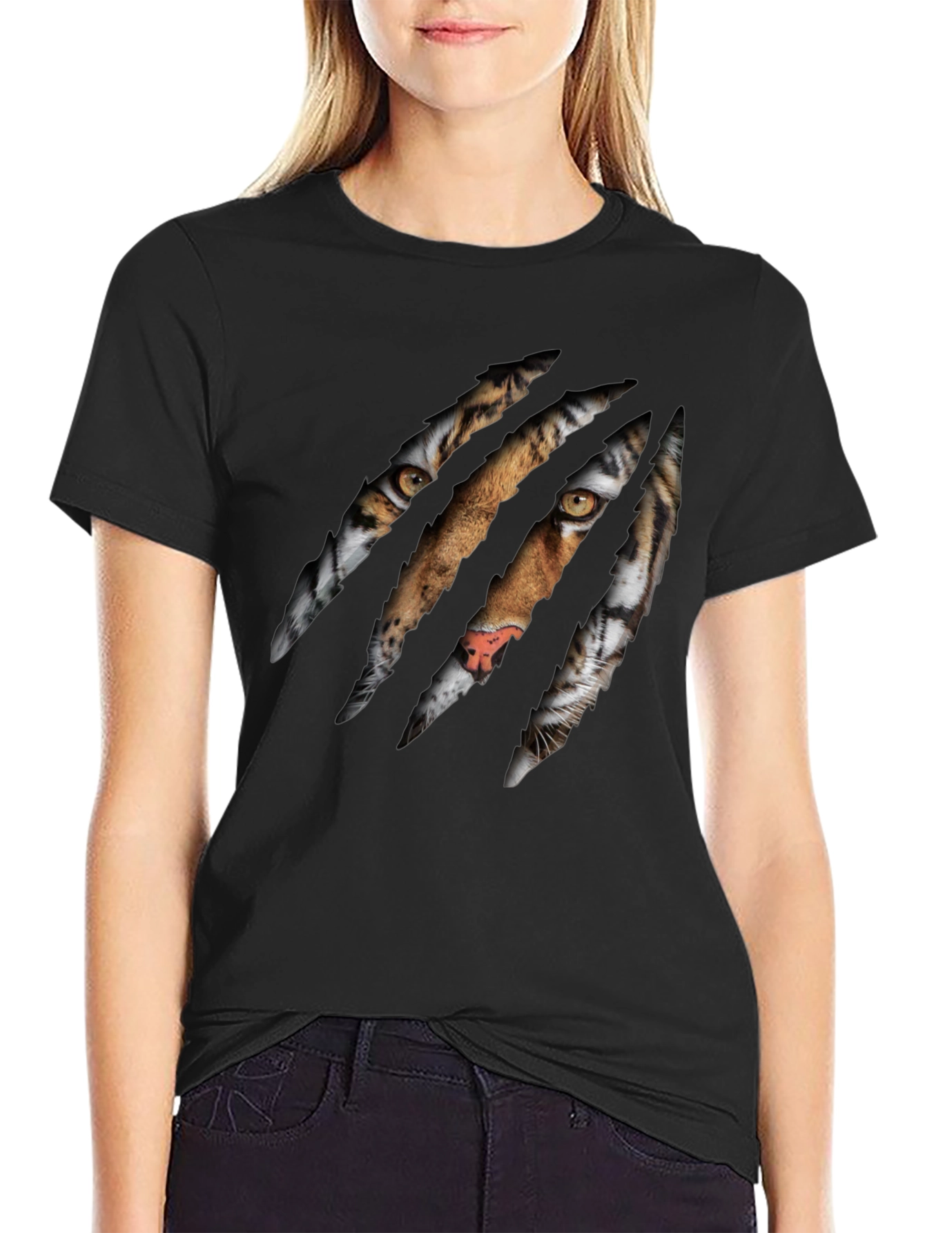 Tiger Claw Graphic Print Black T-Shirt