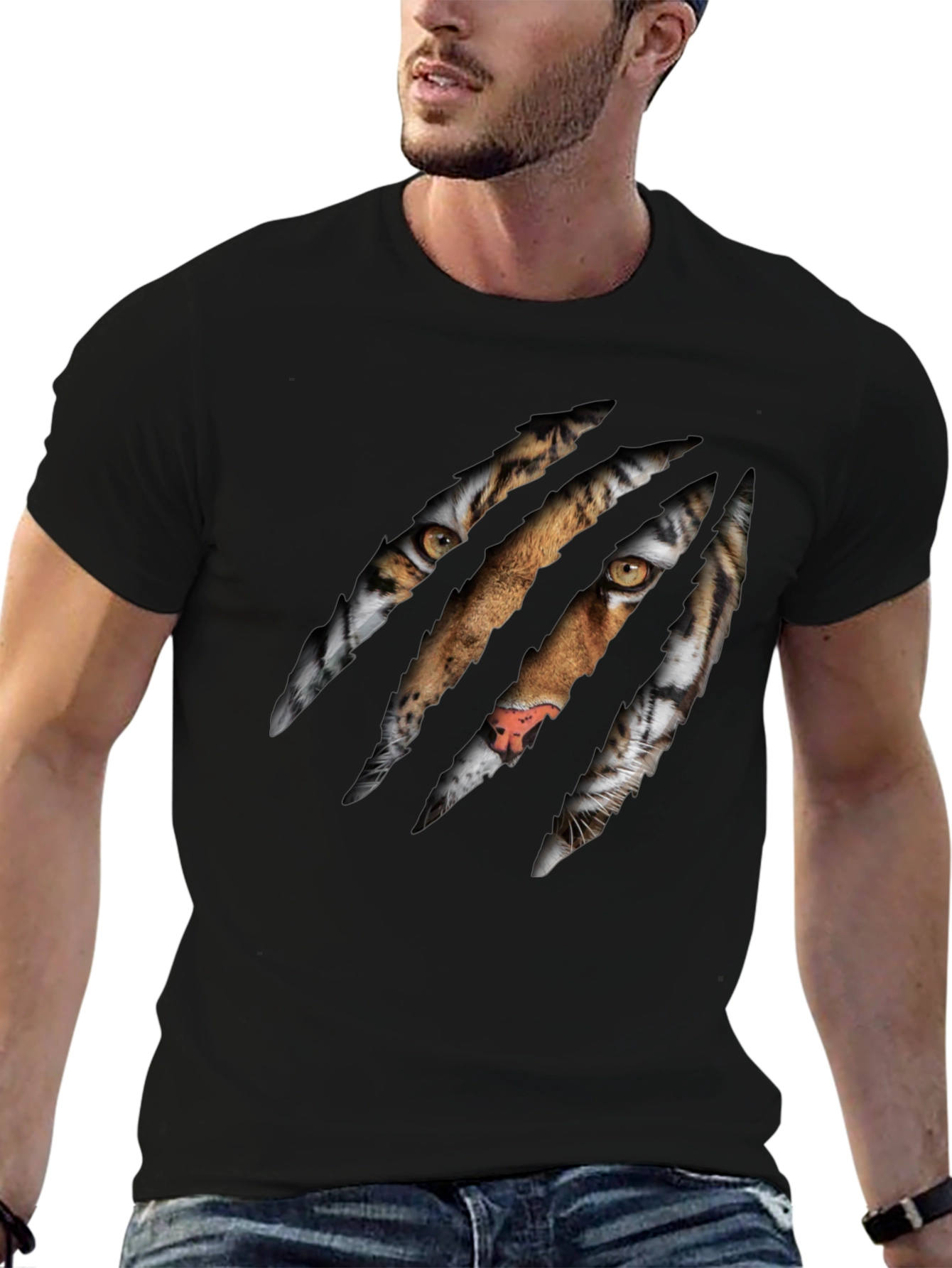 Tiger Claw Graphic Print Black T-Shirt