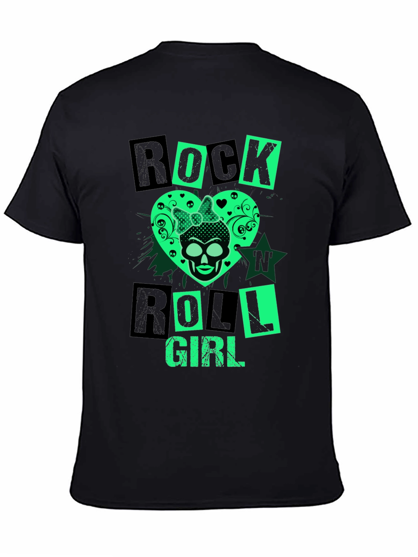 Rock N Roll Girl Skull Graphic Tee