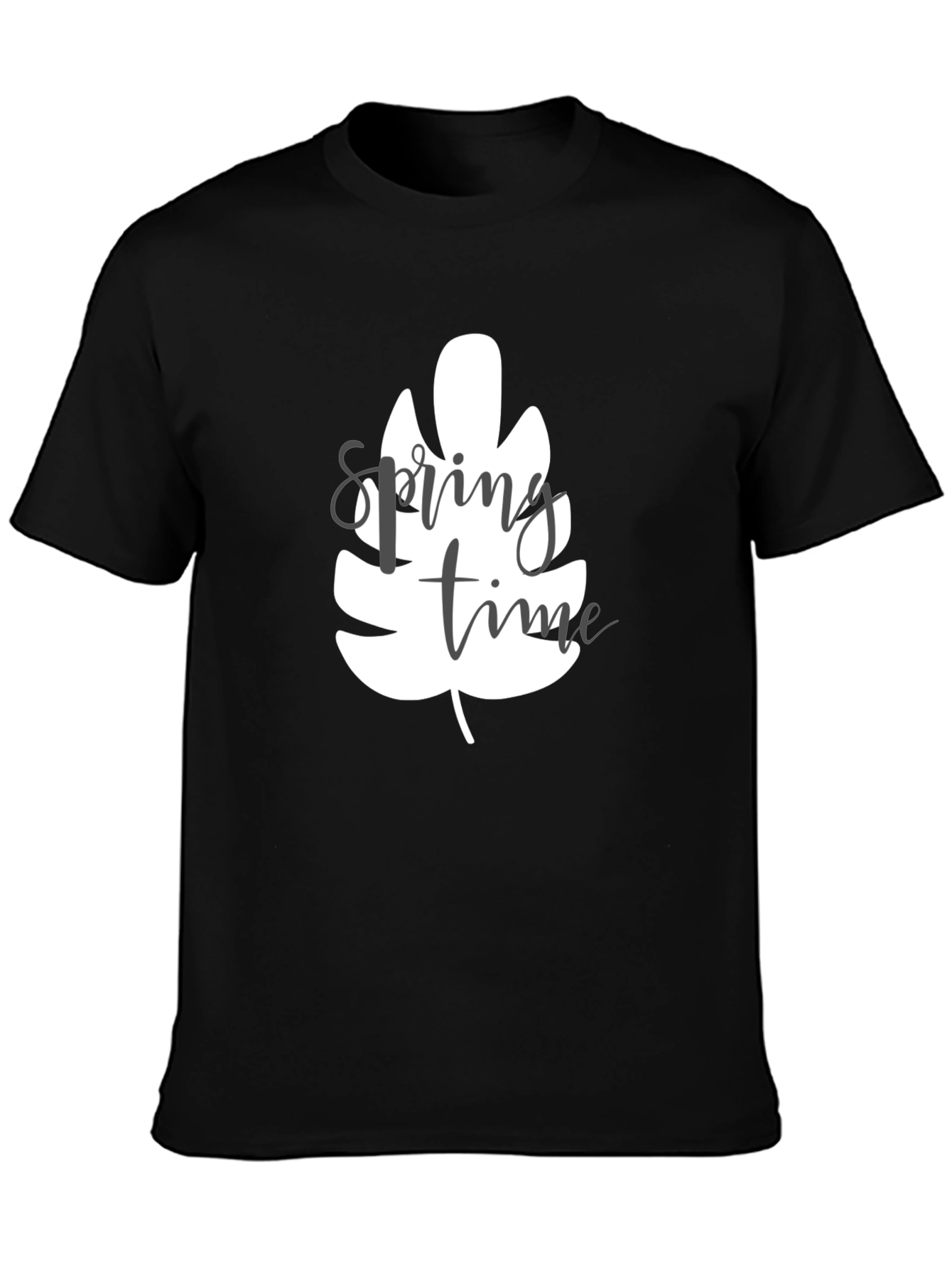 Spring Time Leaf Graphic Tee - Black