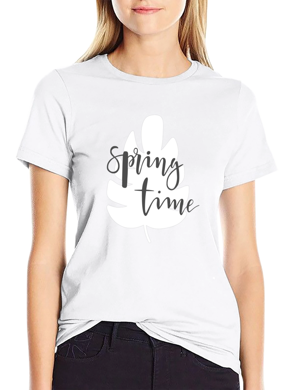 Spring Time Leaf Graphic Tee - Black