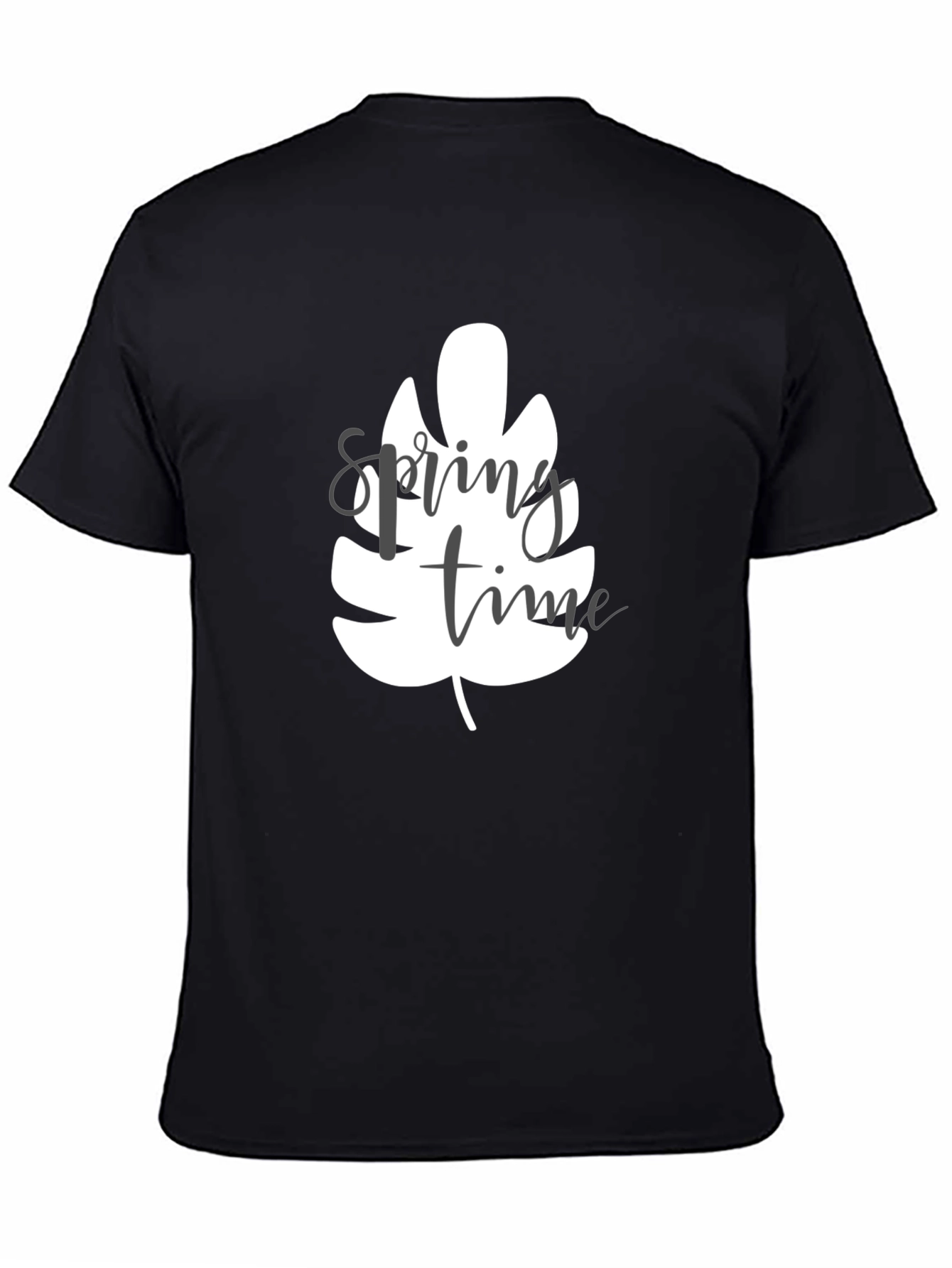 Spring Time Leaf Graphic Tee - Black