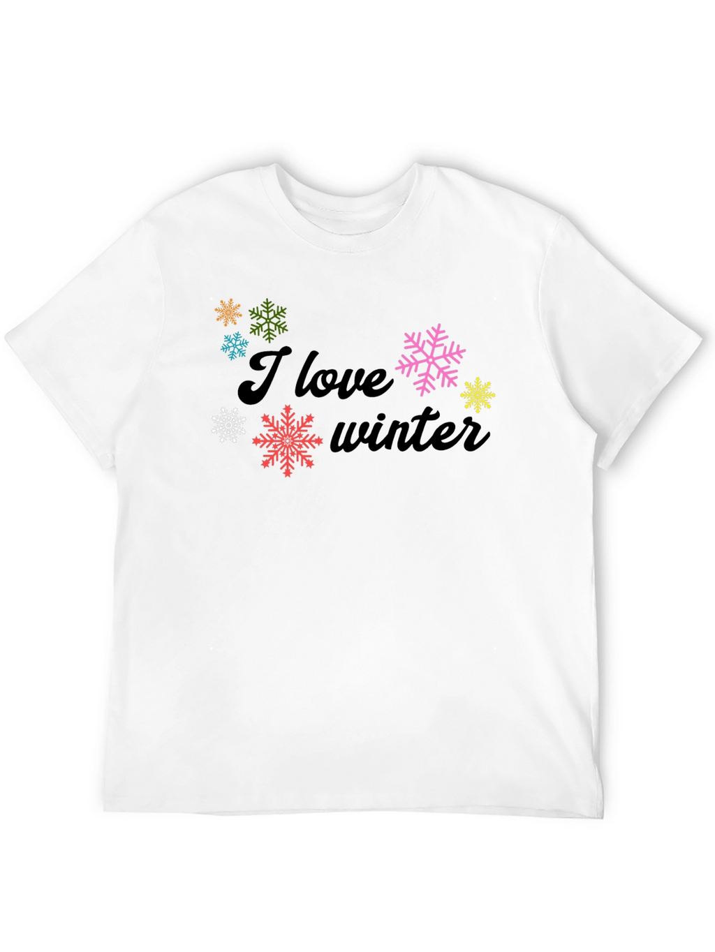 I Love Winter Black Graphic Tee Shirt