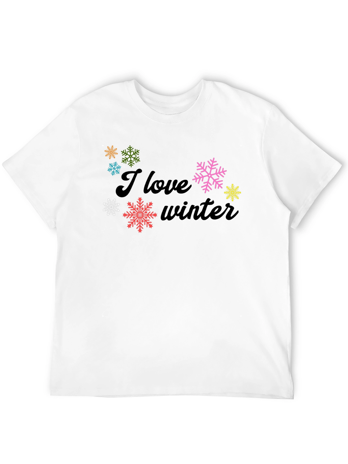 I Love Winter Black Graphic Tee Shirt