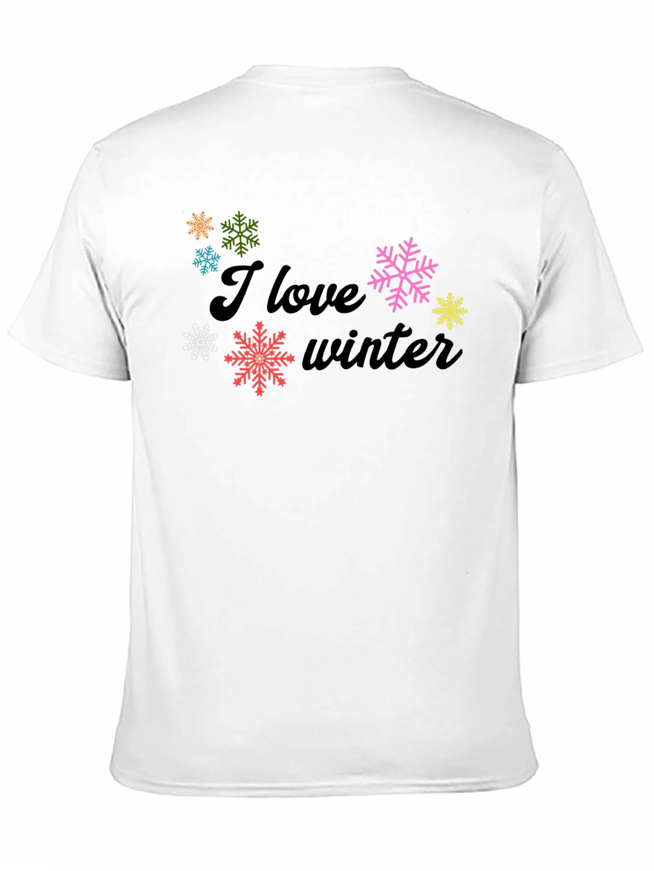 I Love Winter Black Graphic Tee Shirt