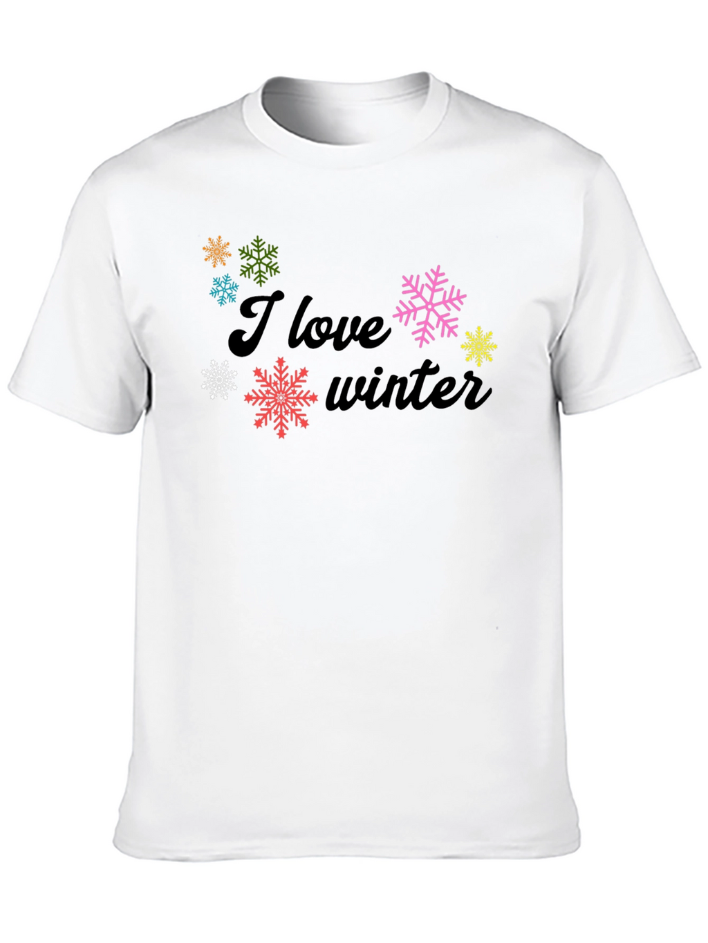 I Love Winter Black Graphic Tee Shirt