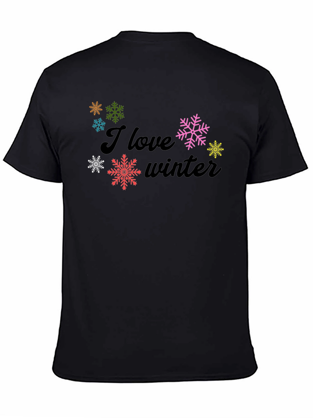 I Love Winter Black Graphic Tee Shirt