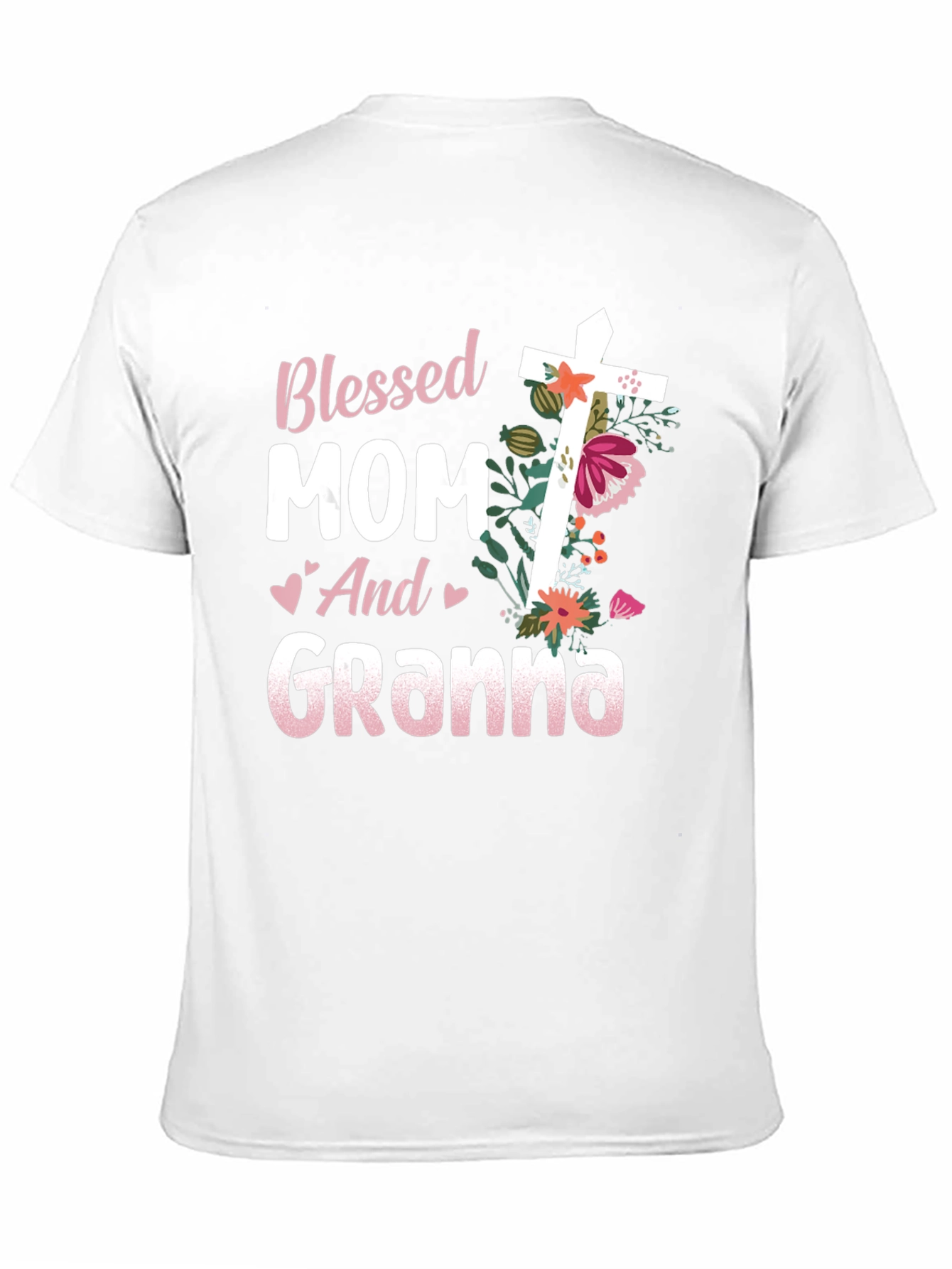 Blessed Mom and Granna Floral Cross T-Shirt