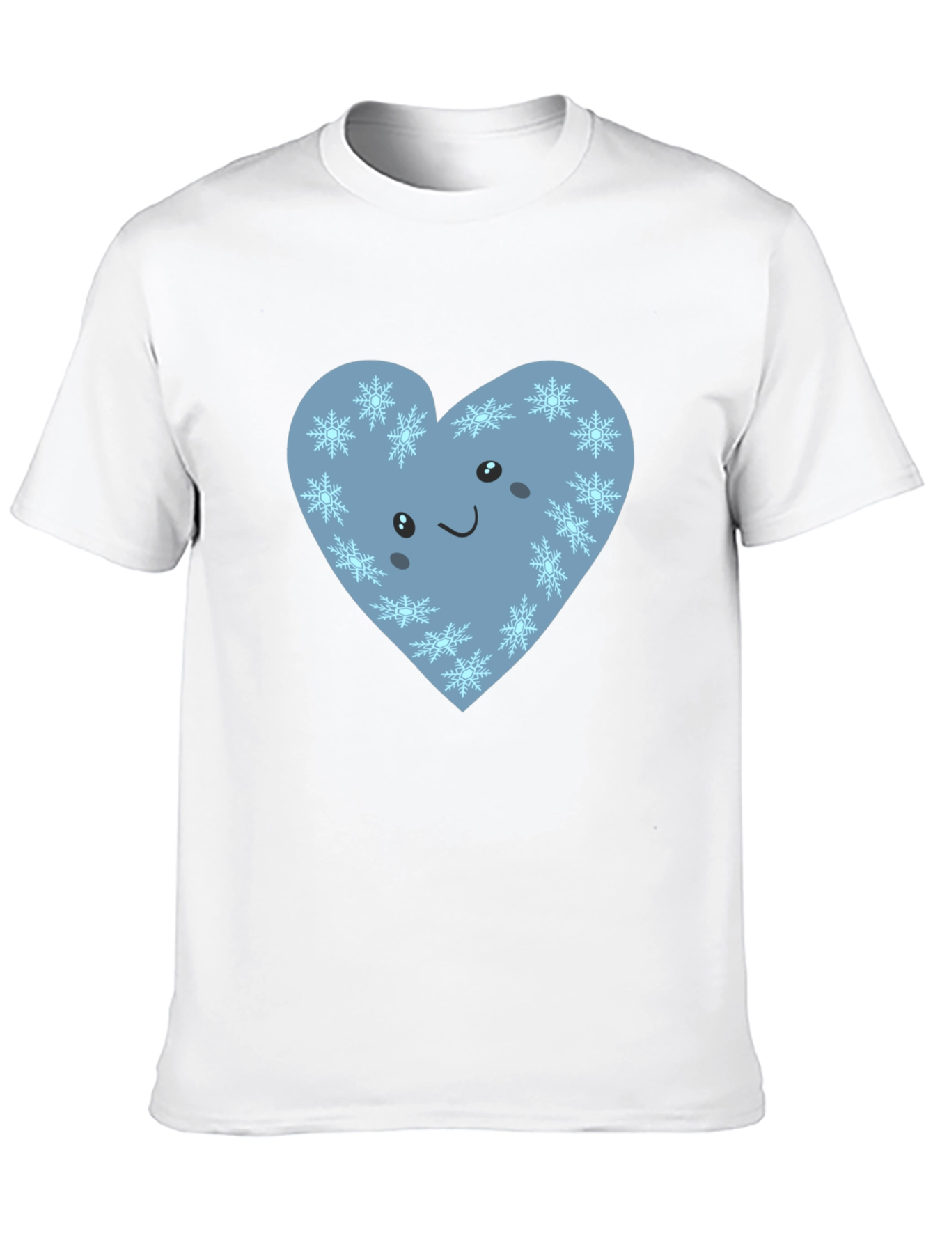 Cute Heart with Snowflakes Graphic Black T-Shirt