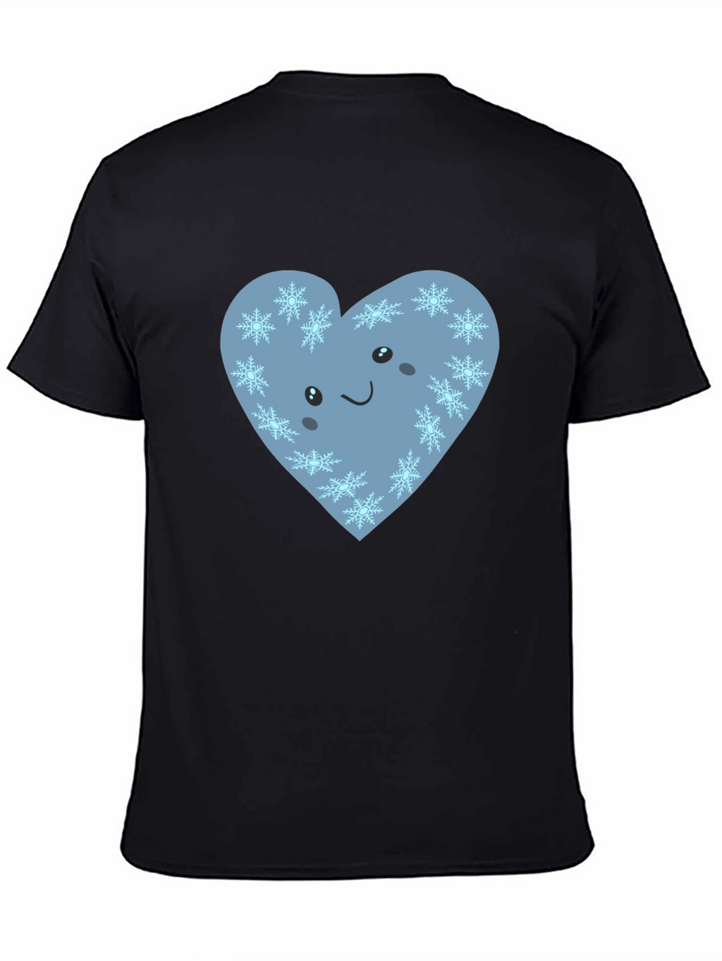 Cute Heart with Snowflakes Graphic Black T-Shirt