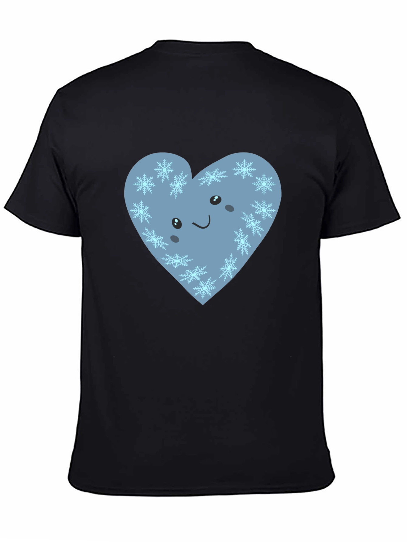 Cute Heart with Snowflakes Graphic Black T-Shirt