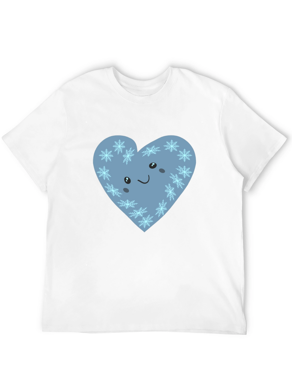 Cute Heart with Snowflakes Graphic Black T-Shirt