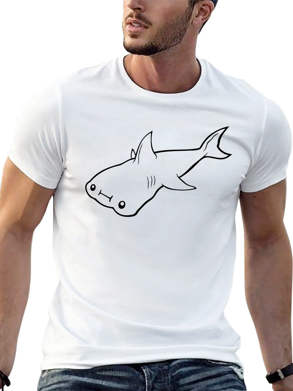 Hammerhead Shark Graphic Tee - Black Cotton T-Shirt
