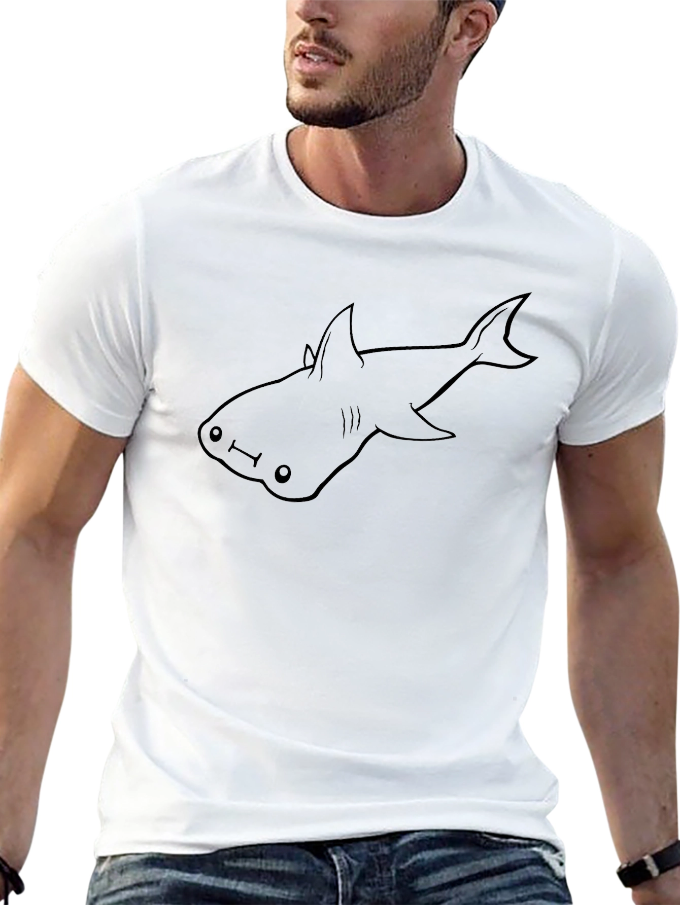 Hammerhead Shark Graphic Tee - Black Cotton T-Shirt