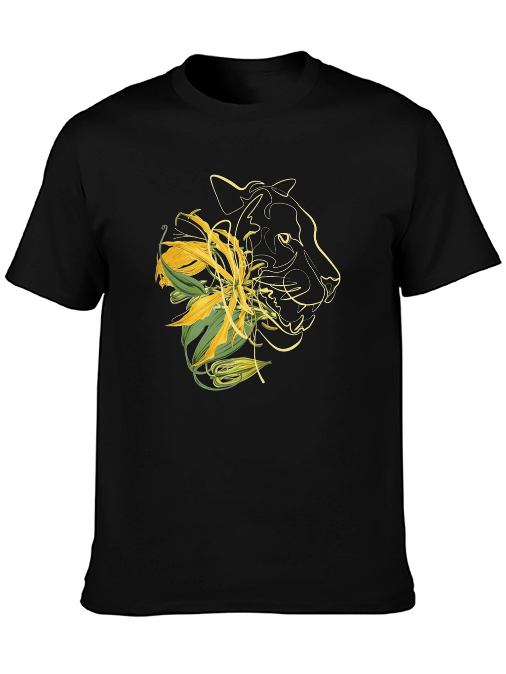Mens Graphic Tee - Abstract Floral Panther Design